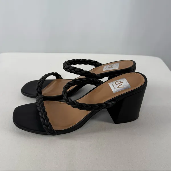 Dolve Vita Braided Block Heel Sandal in Black Size 8‎ - Image 2