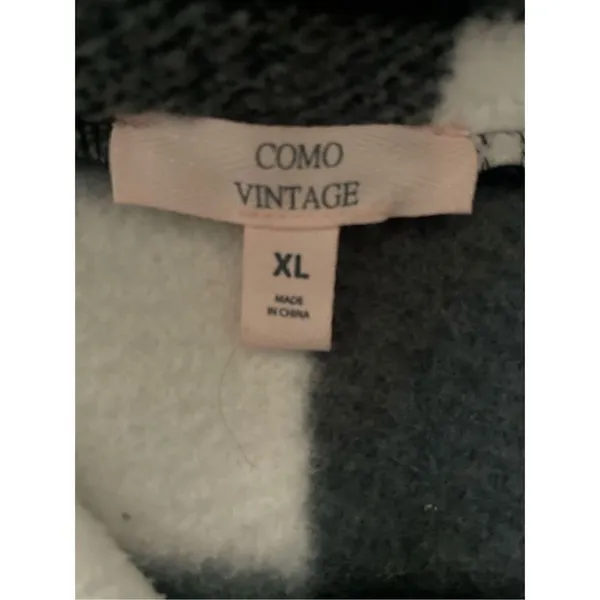Como Vintage Black and White Checkered Half Zip Mock Collar Pullover Size XL - Image 11