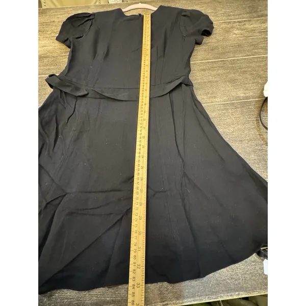 Polo Ralph Lauren Dress Womens Size 8 Black Lined Short Puff Sleeve Wool Blend - Image 12