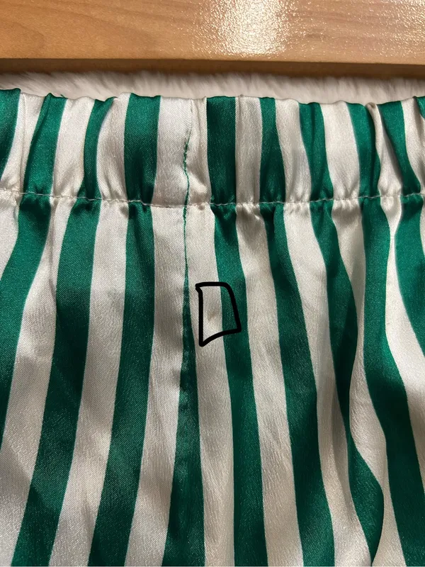 Victoria’s Secret satin green white stripe wide leg pajama pants woman’s XL - Image 4