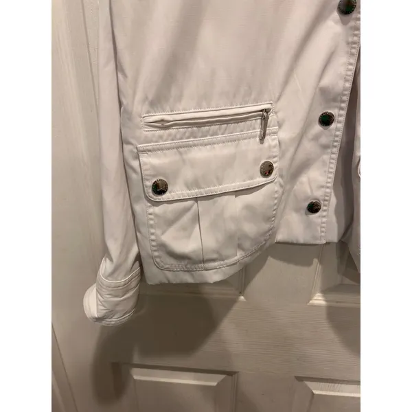 Lauren Ralph Lauren Womens‎ White Utility Safari Field Jacket Snap Front Size L - Image 2