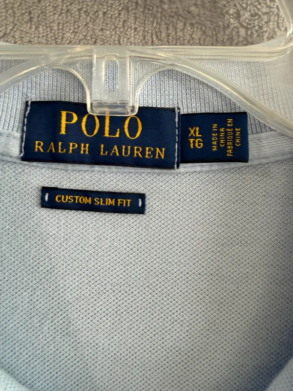 Polo Ralph Lauren Men’s XL Custom Slim Fit Light Blue Pony Logo Polo Shirt - Image 2