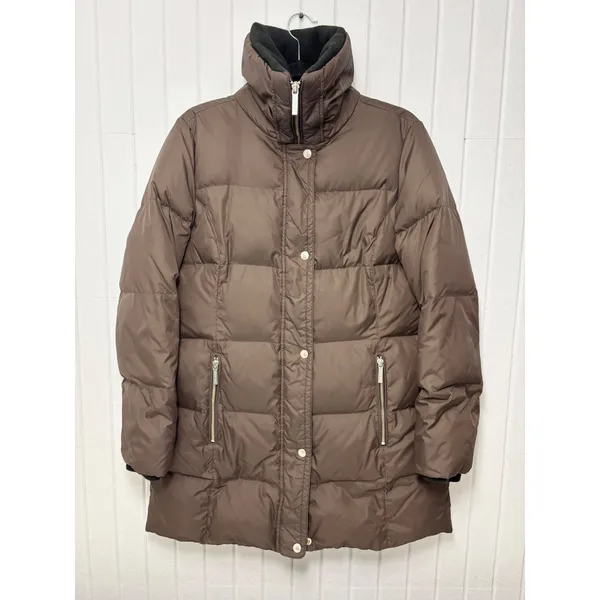 Michael Kors Womens‎ Brown Quilted Puffer Jacket Funnel Neck Winter Coat Medium - Image 2