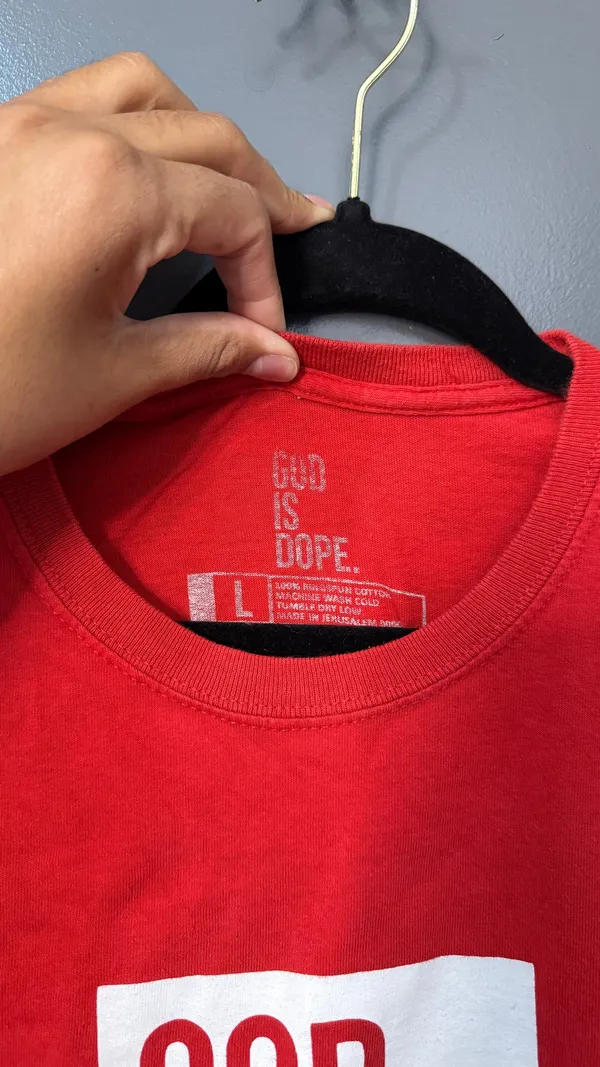 God Is Dope Red Graphic Tee Size L - Image 3