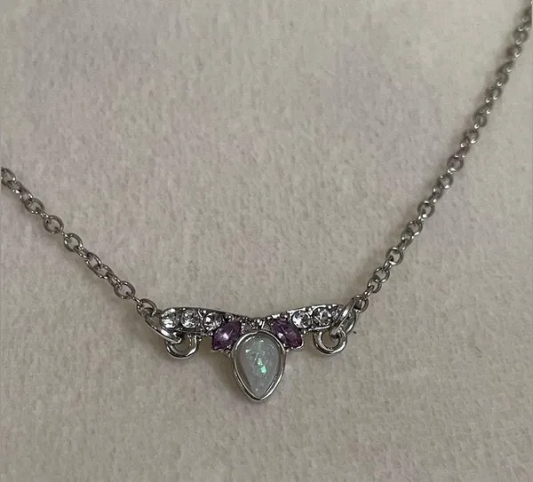 Disney Silver Toned Necklace With Heart Pearl Pendant - Image 7