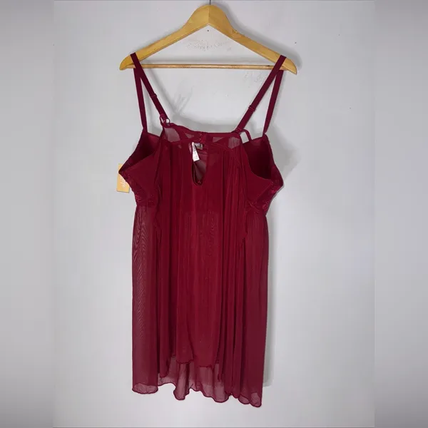NWT Cosmopolitan Babydoll‎ Red Lace Mesh Nightgown 2 Piece Set Size 3X - Image 5