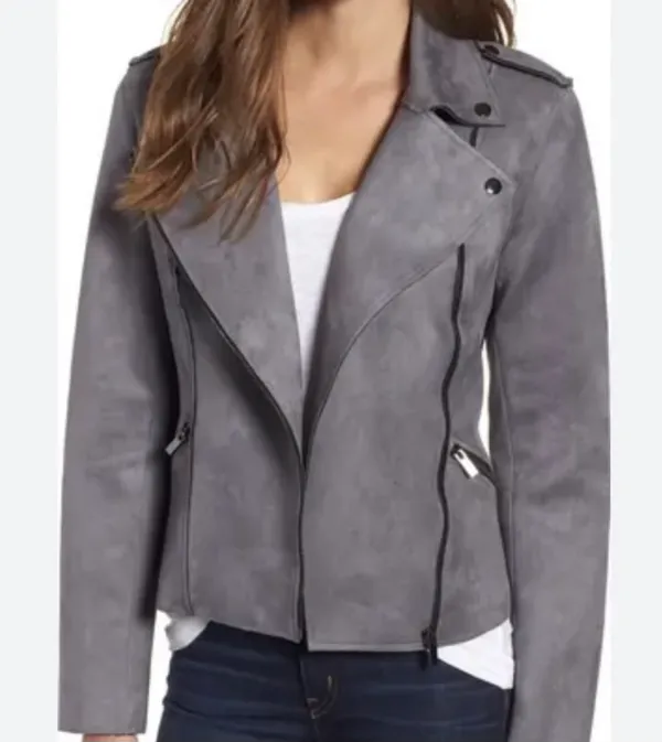 KUT from the Kloth Faux Suede Grey Moto Jacket - Image 2