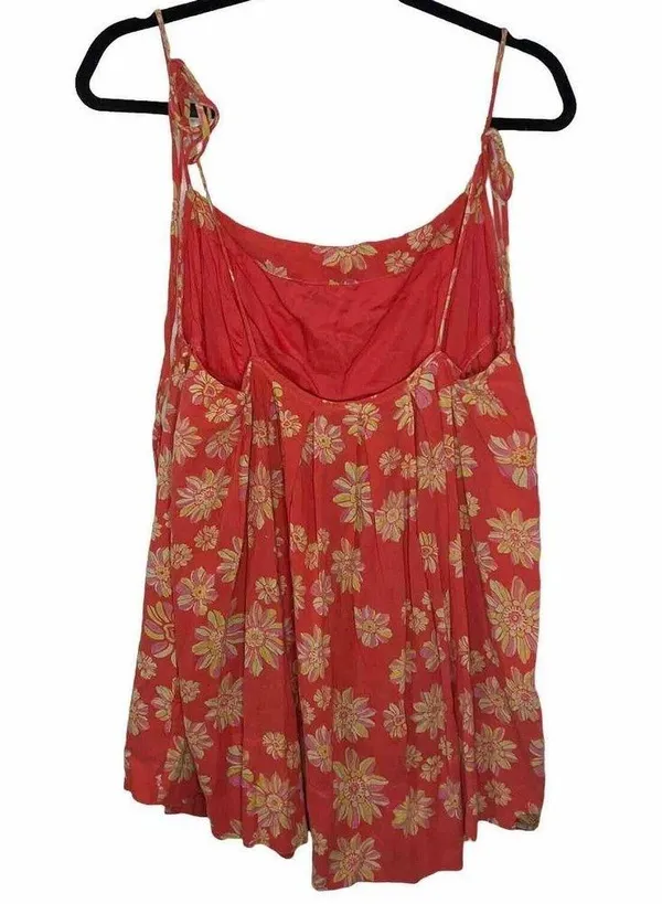 Free People Indigo Molly Floral Pink Printed Sleeveless Tunic Babydoll Top Sz M - Image 6