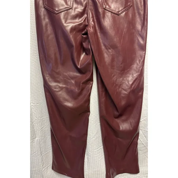 Joie Women's Size 10 Burgundy Faux Leather‎ Straight Leg Pants NWT Lined - Image 8