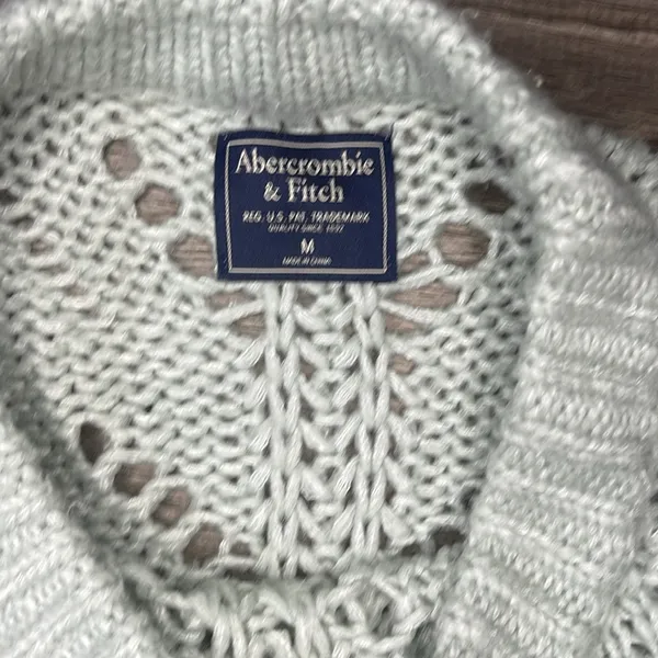 Abercrombie‎ & Fitch Women's Pointelle Mint Green Chunky Knit Sweater Size M - Image 2