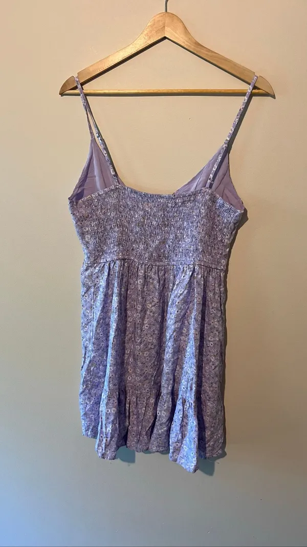 Aeropostale Floral Mini Dress Women's Medium Purple Button Down Cottagecore Soft - Image 4