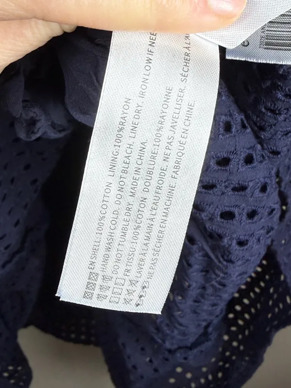 En Saison Tiered Eyelet Ruffle Sleeve Nap Midi Dress Sz XS Navy - Image 12