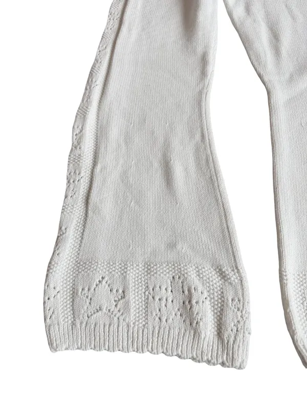 LoveShackFancy White Toro Crochet Flare Pants Wide Leg Pointelle X-Small Women's - Image 9