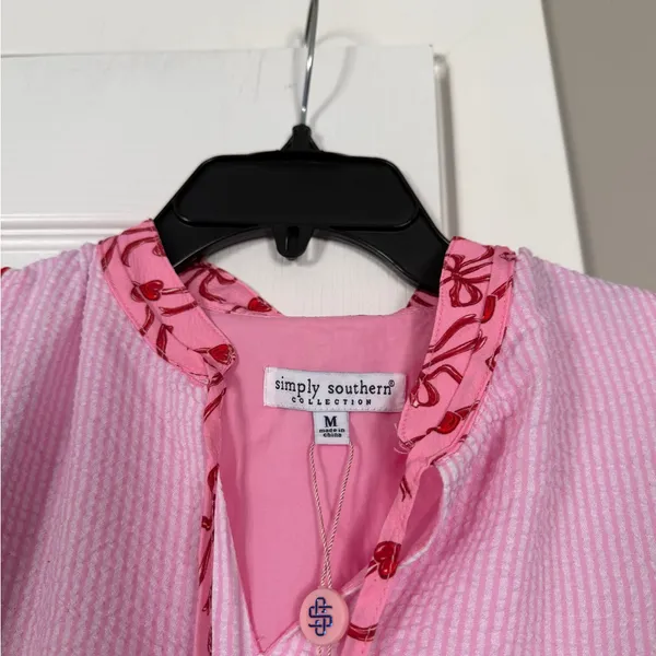 Simply Southern Pink Red Bow Midi Dress NEW NWT - Image 5