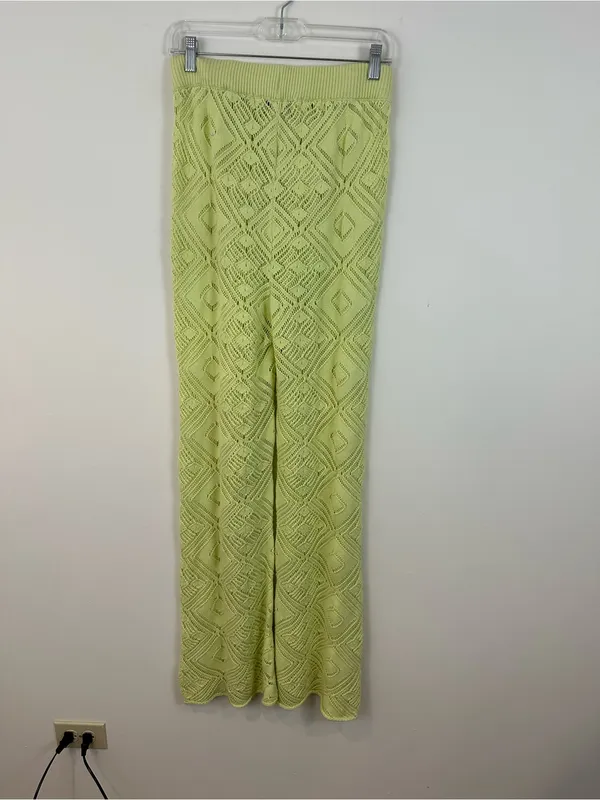 Free People FP Beach Get Away Fauxchet Lime Green Pants Size Medium - Image 6
