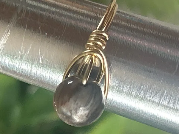 Handmade gold tone petrified wood wire wrapped crystal ring - size 7.5 - Image 2