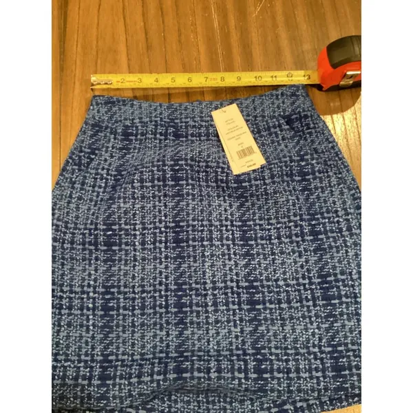 French Connection Azzurra Tweed Plaid Mini Skirt Blue NWT MSRP $98 size 2 - Image 8