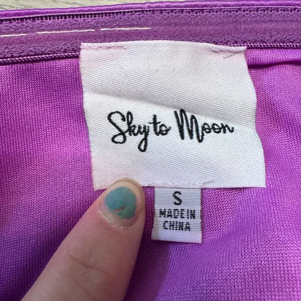 Sky to Moon Purple Satin Halter Corset‎ Top Deep V-Neck Hook-and-Eye NWOT Small - Image 3
