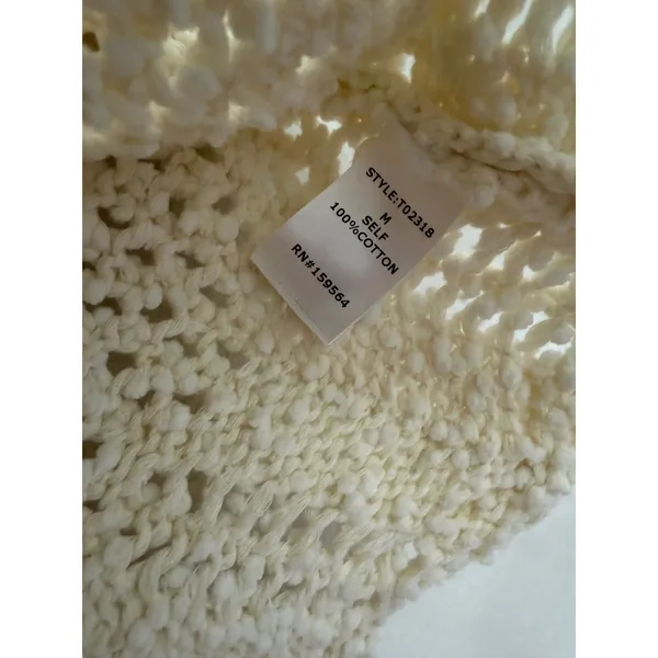 Bluivy‎ Young Contemporary Ivory Crochet Knit Short Sleeve Sweater Top T02318 M - Image 3