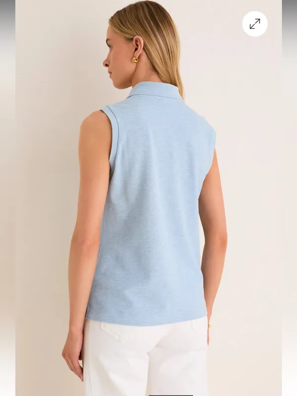 Tuckernuck Light Blue Pique Sleeveless Ruffle Margaret Polo - Image 4