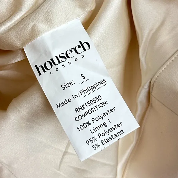 HOUSE OF CB Ariella Satin Crystal Embellished Bow Dress in Ivory Size Small - Image 9