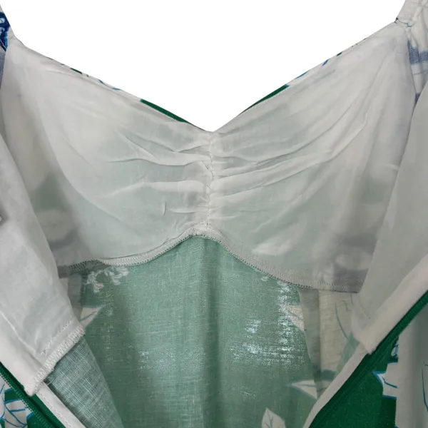 NWT Farm Rio Soft Garden Linen-Blend Floral‎ Mini Dress Blue Green White XXS - Image 5