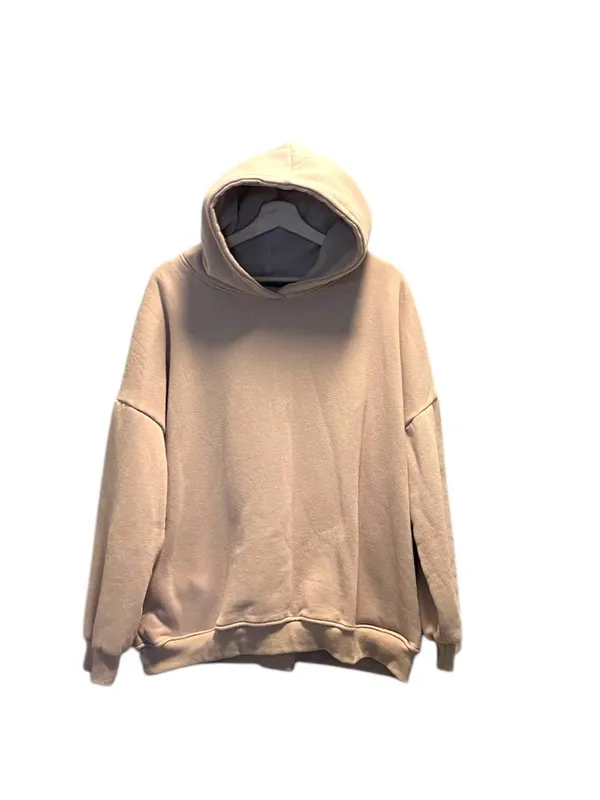 Boutique Thick Oversized Neutral Pullover Hoodie Beige Size XL Athleisure Minimalist Cute - Image 2