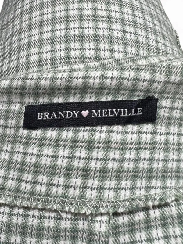 Brandy Melville Green Plaid High Waisted Mini Skirt Size S Preppy Academia 90’s - Image 6