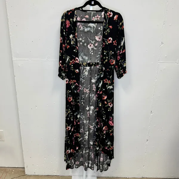 Lovestitch Hi-Low Wrap Maxi Dress High Low Ruffle Floral‎ Black Red Medium - Image 4