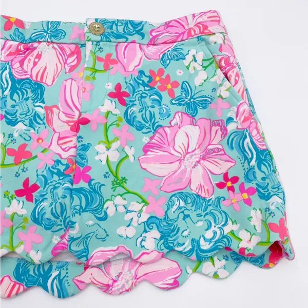 Lilly Pulitzer Colette Knit Skort Scallop Hem Size 0 Surf Blue Luscious Lions - Image 4