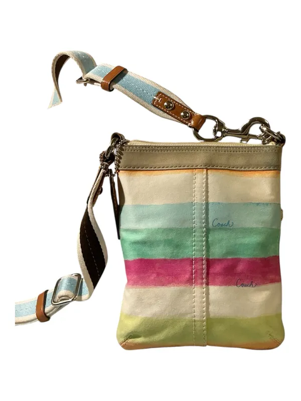 Vintage Coach Hampton Watercolor Stripe Swingpack Crossbody Bag 10718 Y2K Pastel - Image 2