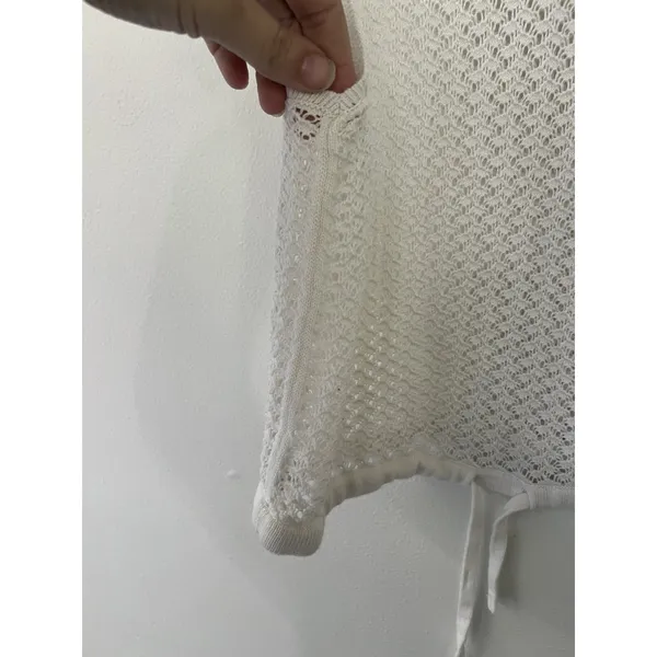 Alice + Olivia White Tevin Open Knit cropped drawstring Tank Top Size M coverup - Image 7