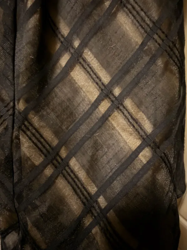 Ruffle Halter Neck Sheer Plaid Tank Blouse Black - Image 4