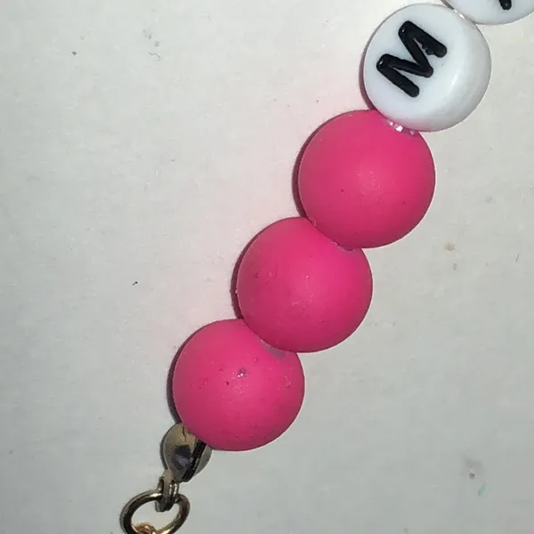 Magical Gold Tone Pink and White Beaded Boho Necklace - Image 5