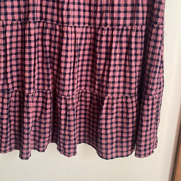Madewell Short-Sleeve Tiered Mini Dress in Gingham Check - Image 8