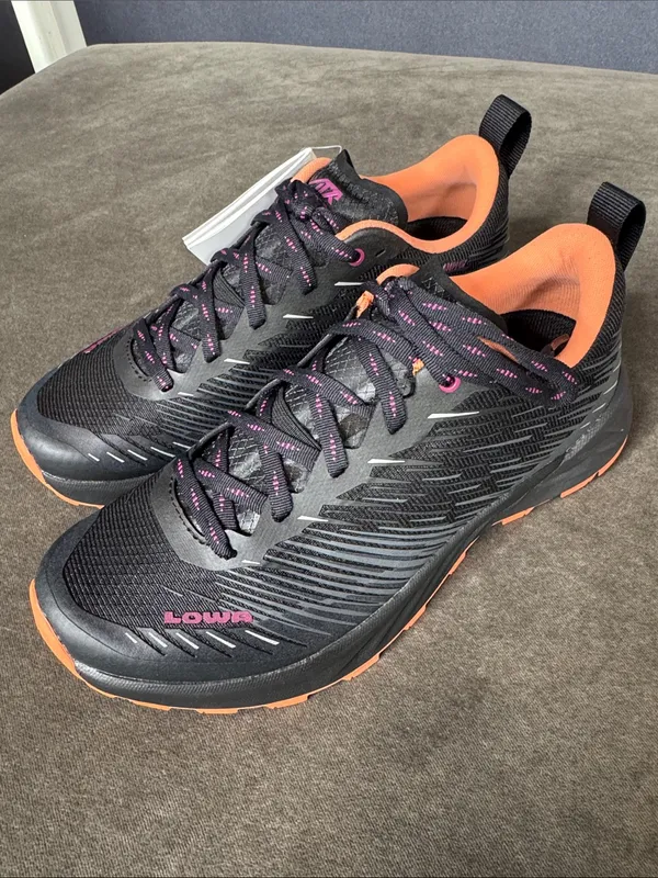 Women’s Lowa Amplux WS All Terrain Running Shoes Sneakers Size 6 Black Melon NEW - Image 2