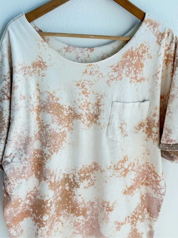 Bleached grunge off the shoulder pocket tee Tan Size XL - Image 8