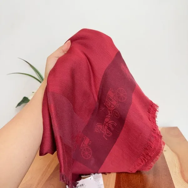 NWT Coach Horse And Carriage Print Border Oversized‎ Square Scarf - Image 3
