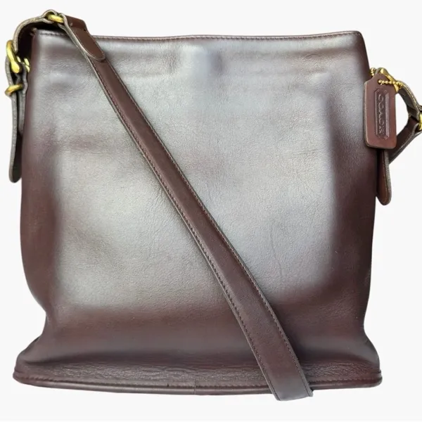 Coach Vintage Equestrian Slim Bucket Bag Mahogany Brown Leather Crossbody 9806 - Image 3