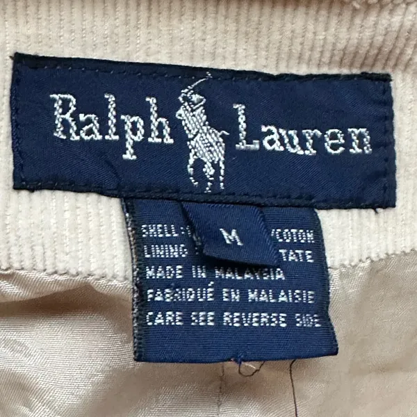 Ralph Lauren Cream Corduroy Double Breasted Pea Coat Jacket Sz M 100% Cotton. - Image 10