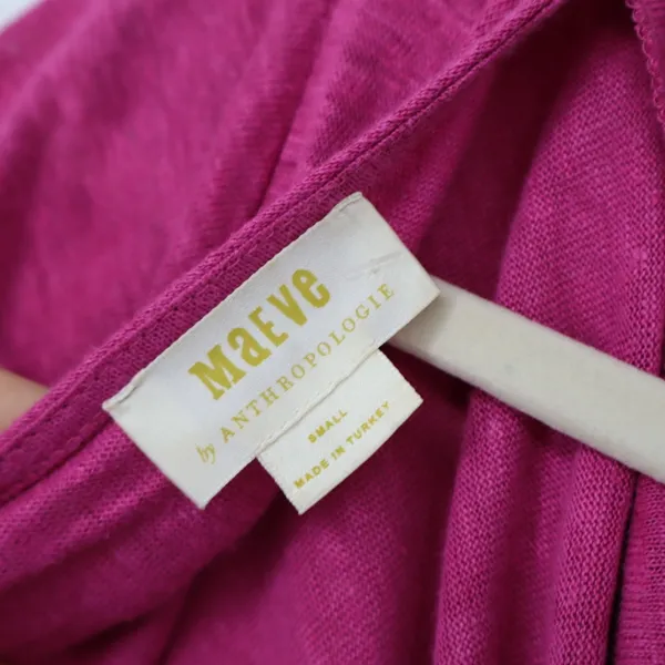 Maeve Anthropologie Women's Horizon‎ Linen Tee Size Small Pink Drape Neck Barbie - Image 6