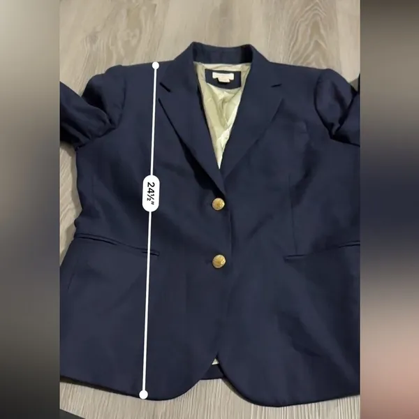 J. Crew Factory Wool Blend Navy Blue‎ Long Sleeve Button Blazer Size 10 - Image 10