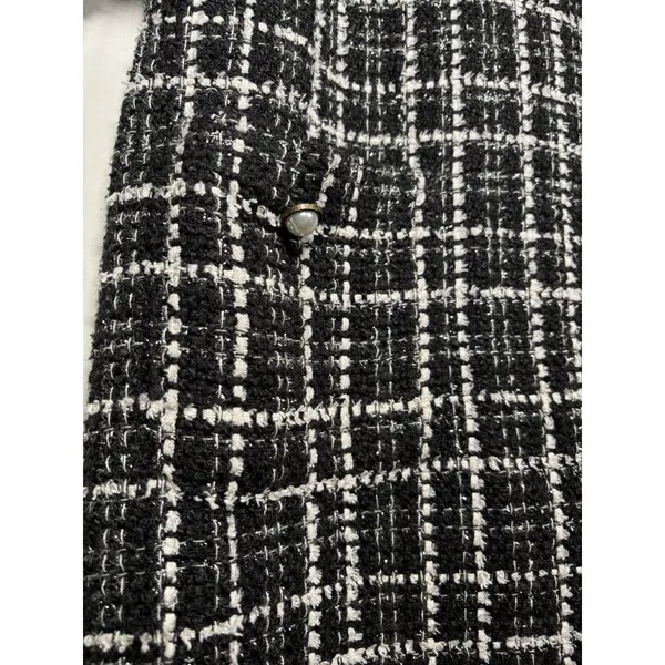 Gilli Shift‎ Dress Black White Plaid Tweed Minimalist Preppy Quiet Luxury Small - Image 7