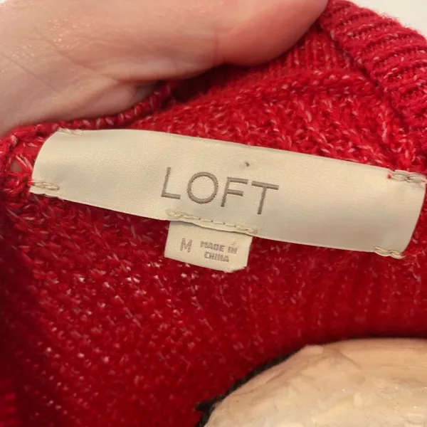 Loft | red snow flake button knit cardigan - Image 3