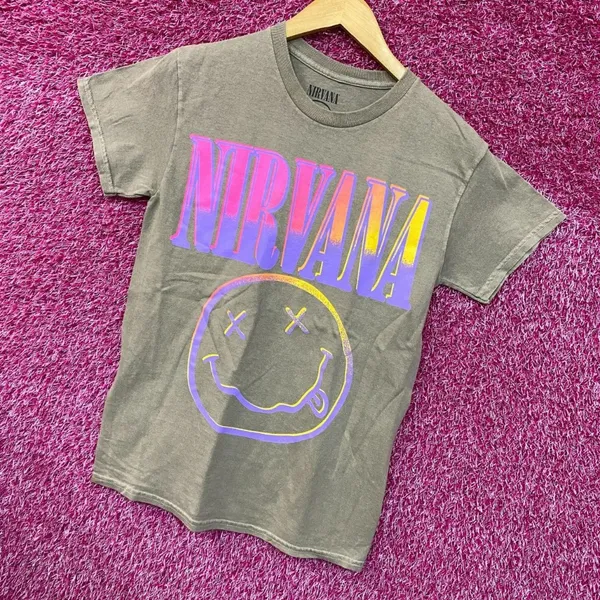 Nirvana Nevermind Tour Hyperwave Smiley Grunge Band Tee S  - Image 3