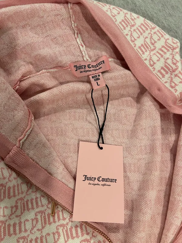 Juicy Couture Pink Logo Zip-Up Hoodie Sweater with Sweat Pants Set - Image 5