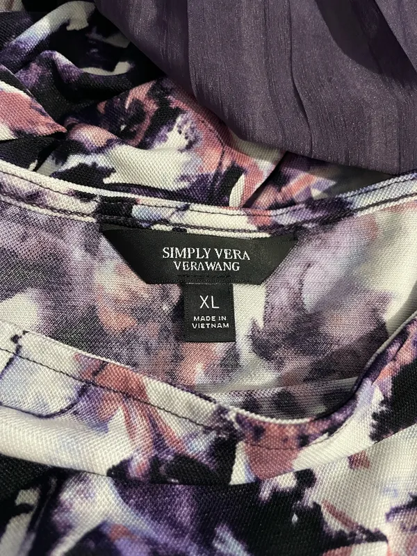 Simply Vera Vera Wang Asymmetrical Abstract Blouse (XL) - Image 6