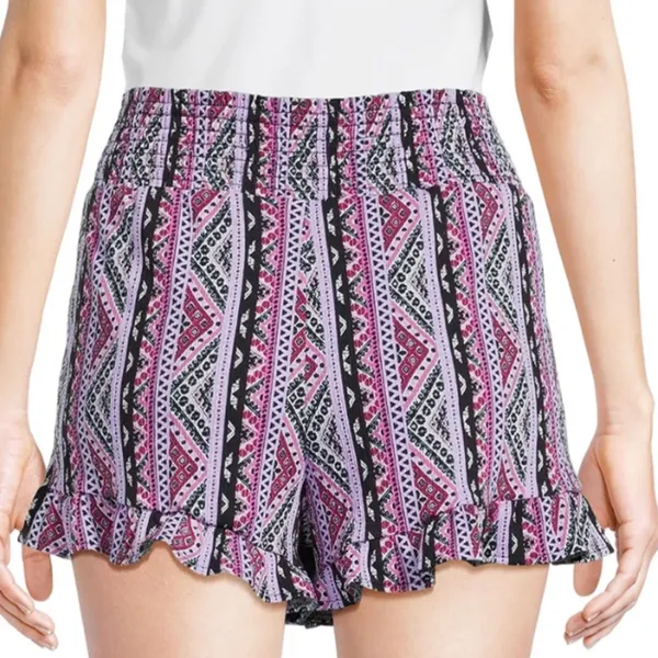 No Boundaries High Waist Patterned Shorts‎ - Pink and Black Ruffle hem Size L - Image 12