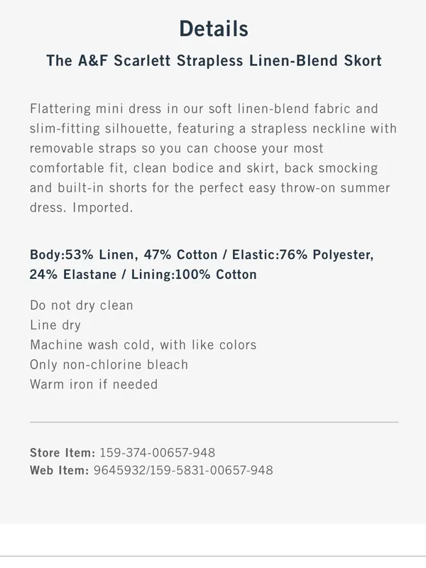 Abercrombie & Fitch The A&F Scarlett Strapless Linen-Blend Skort Dress in Shell - Image 3
