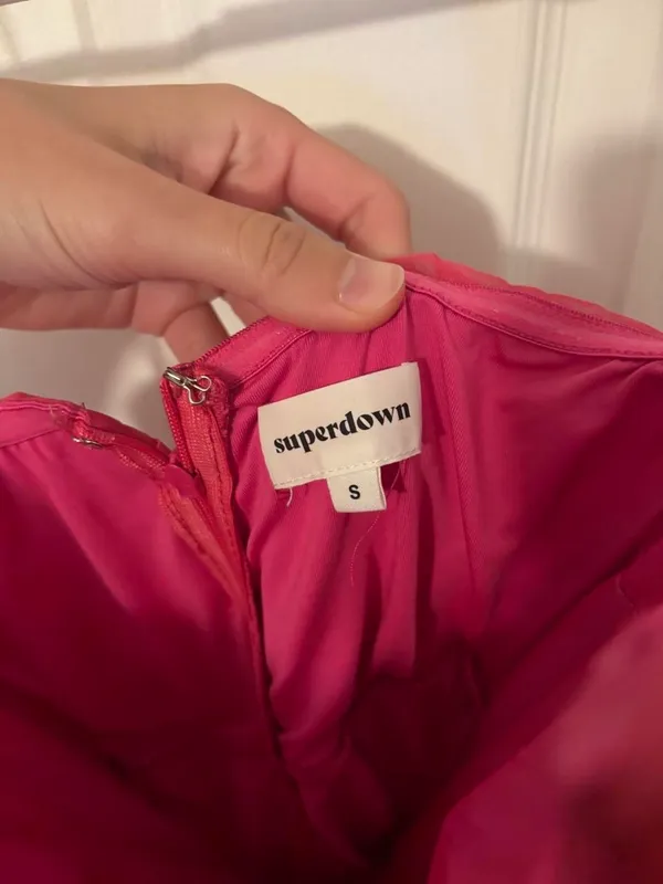 Revolve Superdown Sonya Bustier Mesh Strapless Dress in Pink - Image 3